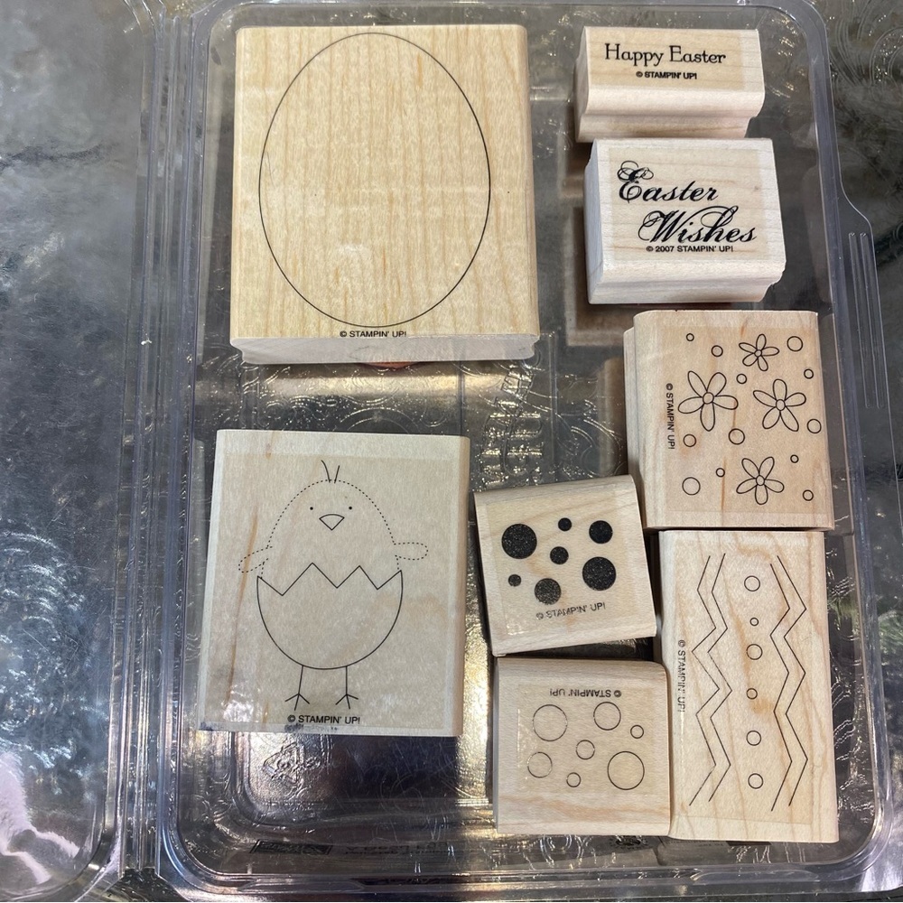 Stampin Up! A Good Egg Set 7 Rubber Stamps Wood Two Step Easter
